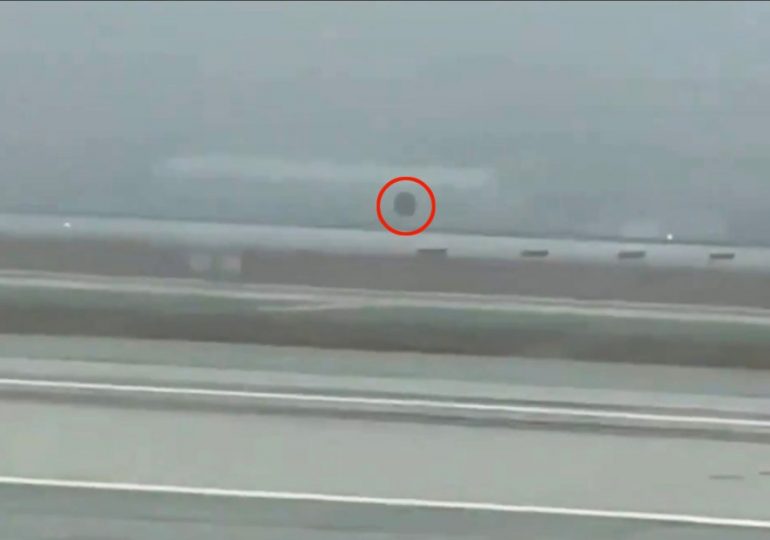 Watch moment WHEEL flies off Boeing 757 during take-off & bounces along runway just one day after plane crash plea deal