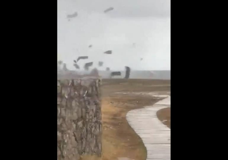 Watch terrifying moment waterspouts batter Italian coast on same day Bayesian yacht was sunk by ‘Black Swan’ sea twister