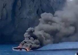 Shock moment 30ft luxury yacht turns into raging inferno in Majorca as panicked passengers dived into sea