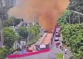 Watch moment enormous ‘POO-CANO’ sends human waste shooting 33ft into air before raining and drenching cars