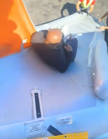 EasyJet passengers film shocking footage of themselves fleeing down evacuation slide after ‘bag of vapes’ explodes