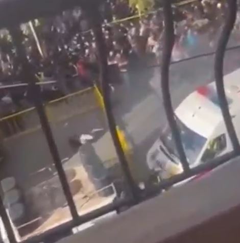 Watch as Hezbollah walkie-talkie explodes at funeral of booby-trapped pager victims in double-tap attack just 24hrs on