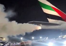 Watch moment smoke & flames spit from Boeing 777’s engine in front of shocked ground crew as passengers waited to board