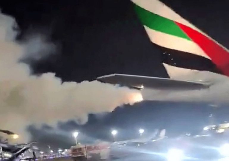 Watch moment smoke & flames spit from Boeing 777’s engine in front of shocked ground crew as passengers waited to board