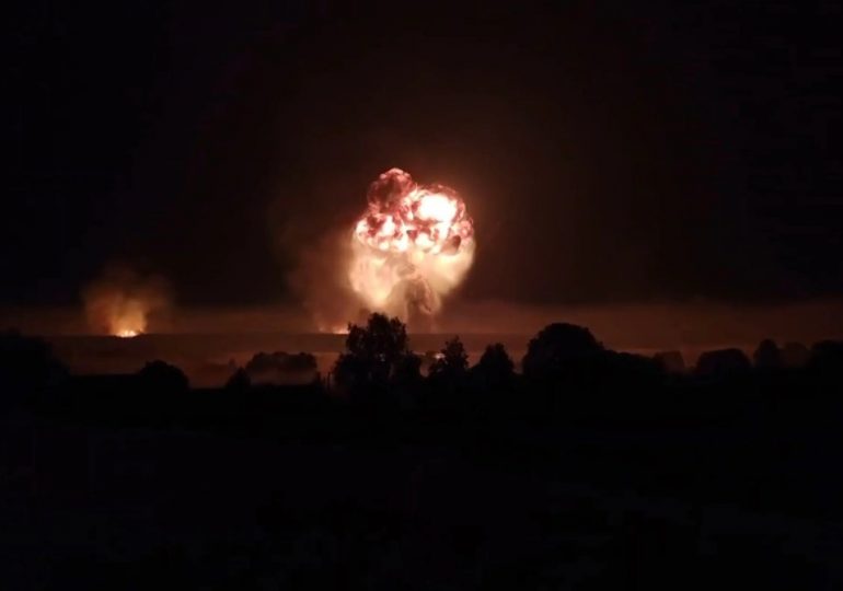 Moment ‘indestructible’ Putin ammo dump EXPLODES in huge mushroom cloud after massive Ukrainian kamikaze drone strike