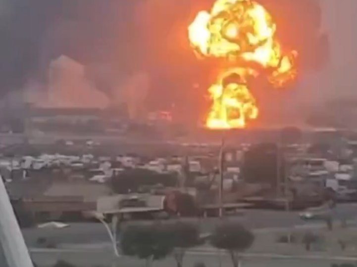 Moment Yemen oil tanks explode in huge fireball as Israel blitzes Houthi rebels in revenge for ballistic missile launch