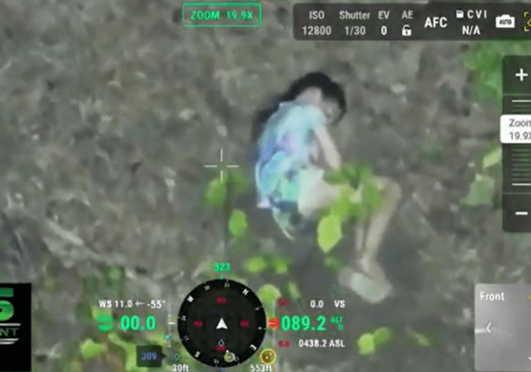 Incredible moment missing girl, 10, is found curled up in woods after frantic 24hr search using thermal-imaging drone