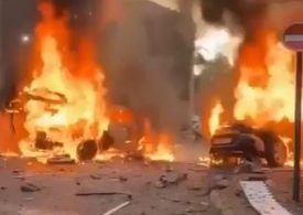 Footage shows car inferno after Hezbollah launch over 100 rockets into northern Israel in terrifying overnight blitz