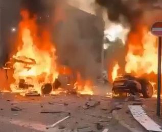 Footage shows car inferno after Hezbollah launch over 100 rockets into northern Israel in terrifying overnight blitz