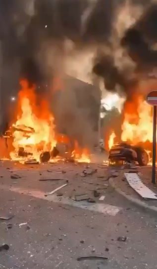 Footage shows car inferno after Hezbollah launch over 100 rockets into northern Israel in terrifying overnight blitz