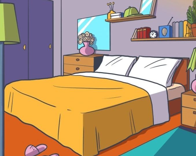 Everyone can see the slippers – but you need high IQ & 20/20 vision to spot the crown in this bedroom in 9 seconds