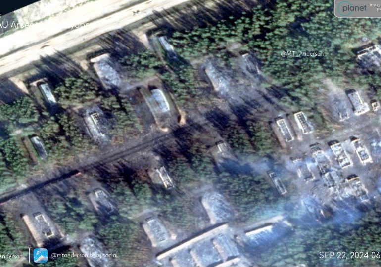 Satellite pics show scorched earth devastation after Ukraine’s biggest strikes blew up 58 buildings & ammo trains