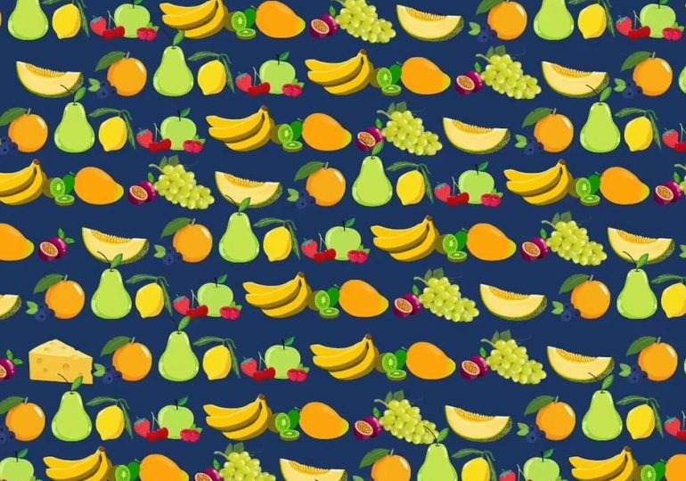 You have a high IQ and 20/20 vision if you can spot the block of cheese hidden among the fruit in under seven seconds