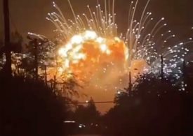 Moment apocalyptic blast rips through Putin’s ammo dump ‘storing weapons from North Korea’ sparking mushroom cloud