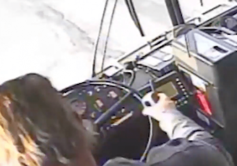 Watch terrifying moment hero passengers wrestle control of runaway bus after driver suffers fatal seizure at the wheel