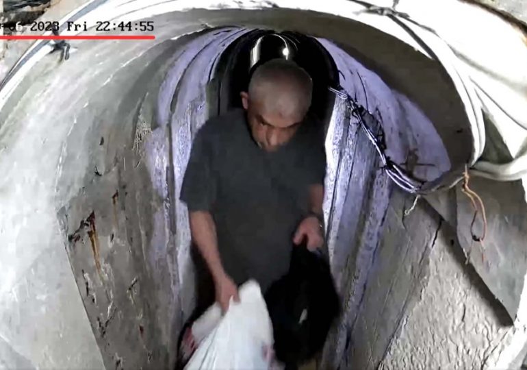 Moment Hamas boss Sinwar flees into terror tunnel before Oct 7th attack as pics show underground liar with TV & supplies