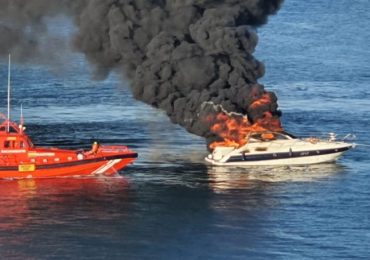 Four Brits rescued as luxury yacht EXPLODES into flames before sinking off Spain hols island Menorca