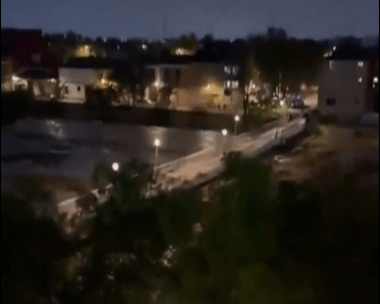 Horror moment Valencia flash floods wipe out entire bridge in seconds in worst-hit town where 40 have been left dead