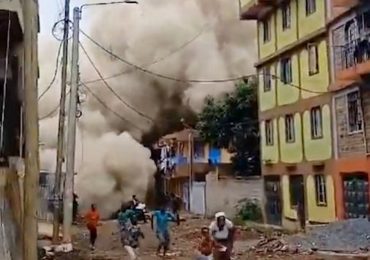 Horror moment seven-storey building COLLAPSES in Kenya as search and rescue hunt for people trapped under rubble