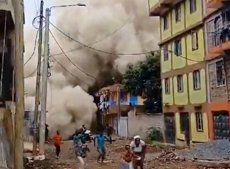 Horror moment seven-storey building COLLAPSES in Kenya as search and rescue hunt for people trapped under rubble