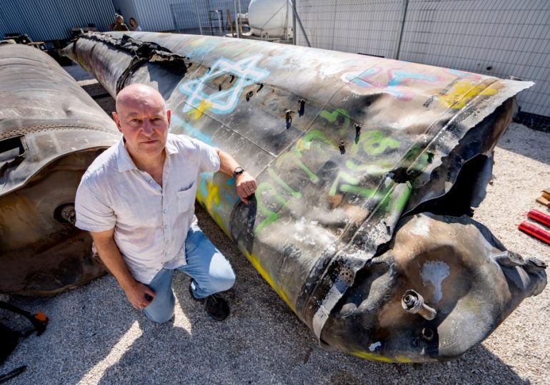 Up close with 3,100mph Iranian missile shot down by Israeli Arrow 3 rockets…before becoming a kids’ climbing frame