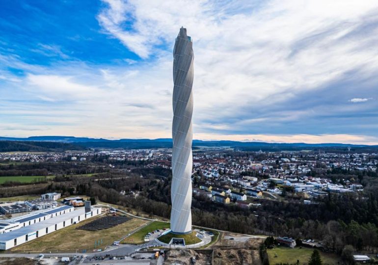 Huge skyscraper nearly as tall as The Shard built in forest & no one lives there…because giant tower is to test LIFTS