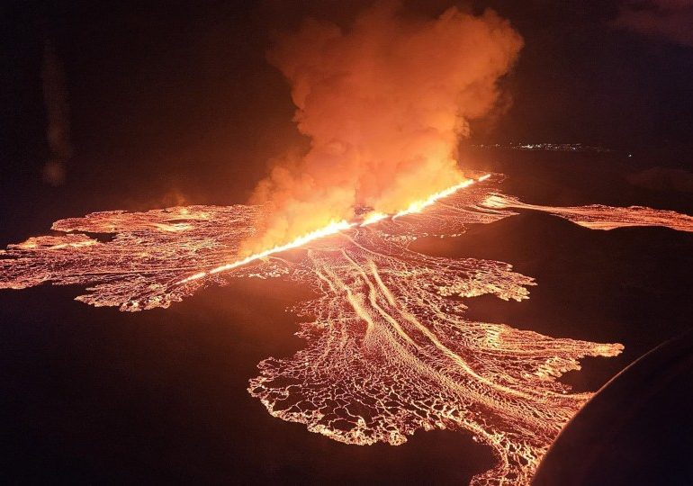 Dramatic moment Iceland volcano erupts without warning AGAIN as lava spews into air & tourists evacuated from resort