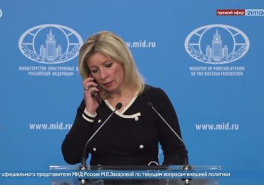 Chilling moment Russian spokeswoman gets call from mysterious figure telling her to SHUT UP about Putin’s ICBM strike