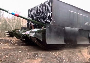 Putin deploys barmiest ‘turtle tanks’ yet as Soviet-era armour hits battlefield shielded by steel shed & chain fringe