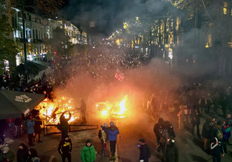 Riot cops battle protesters in Georgia as ‘pro-Putin’ regime ‘declares war on its people after Vlad helped rig election’