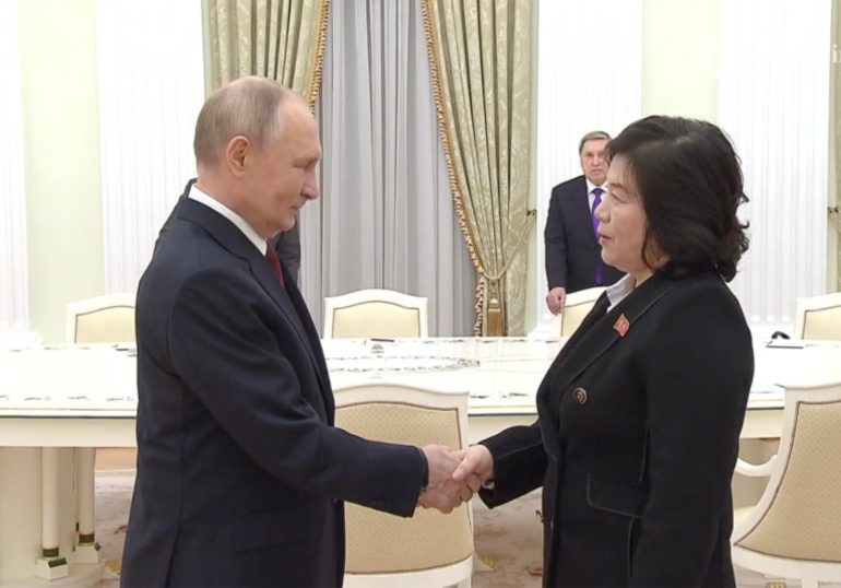 Watch Putin cling on to North Korea official’s hand with vice-like grip for full agonising minute in chilling power-play