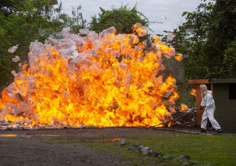 Ten tons of cocaine worth £200m set ablaze in Dominican Republic in massive victory in war on drug gangs