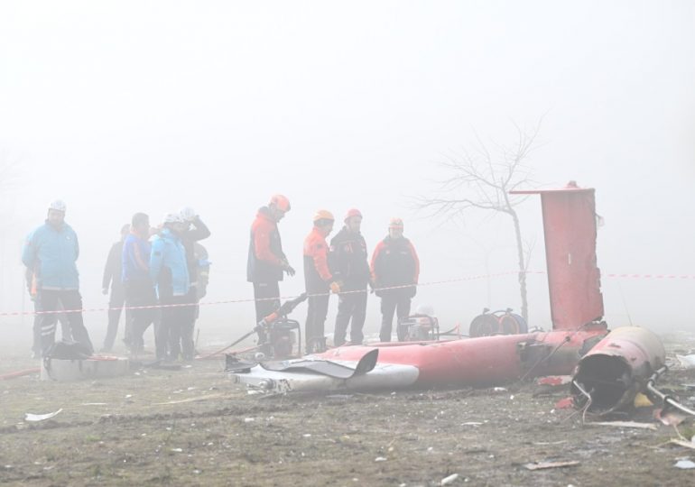 Horror moment ambulance helicopter crashes into hospital killing all 4 onboard after taking off in heavy fog in Turkey