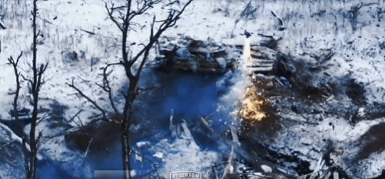 Moment Ukraine ‘dragon drone’ spews flesh-melting 2,500C thermite on Putin bunker…before being consumed by its own blaze