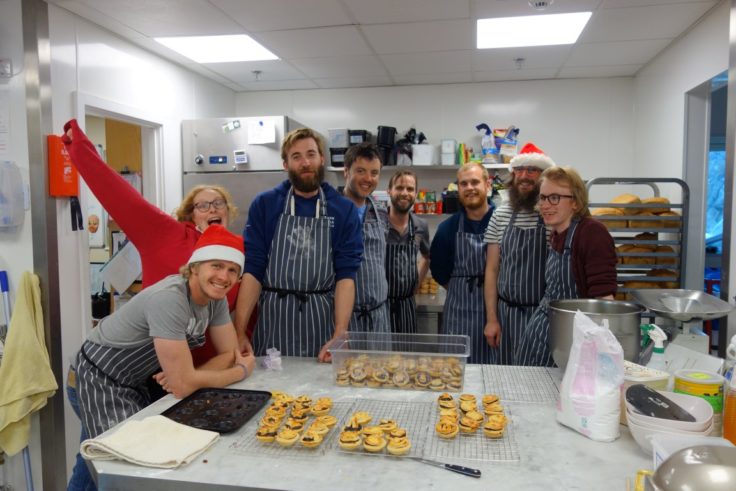 We have the world’s LONGEST Christmas Day – we munch mince pies & it’s always a White Xmas… but we have to go work