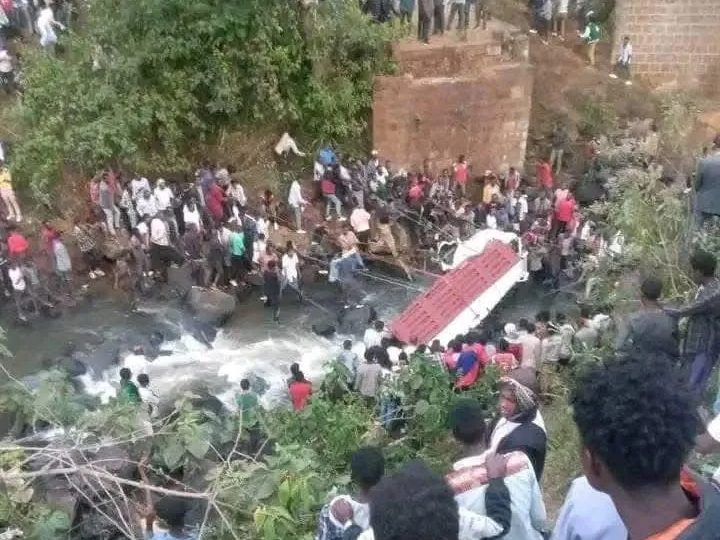 At least 71 killed in devastating bus crash after overloaded vehicle packed with WEDDING guests plunges into river