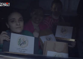 Vile moment Israeli hostages are given ‘gift bags’ by Hamas terrorists with ‘certificate & photos’ before they are freed