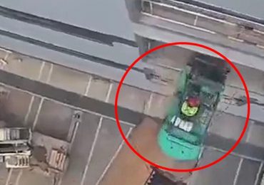 Horror moment forklift operator plunges to his death after platform suspended in air gives way as he drives off