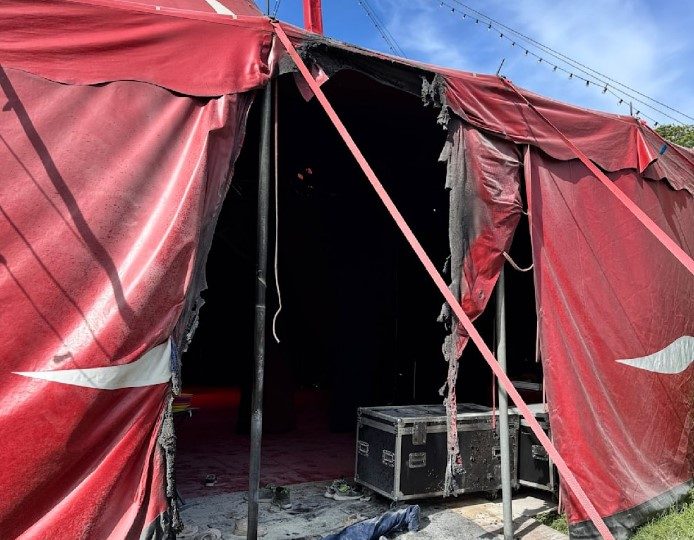 Circus horror as fire-eater sets fire to big top tent with 113 children inside leaving multiple injured in inferno