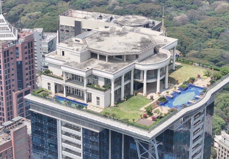 Inside world’s wackiest £15million mansion left abandoned on 400ft skyscraper – and why the owner never moved in