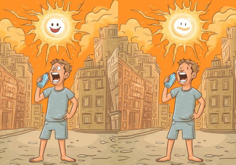 Everyone can see the sun in this hot weather scene – but you’re a genius if you spot 5 differences in under 10 seconds
