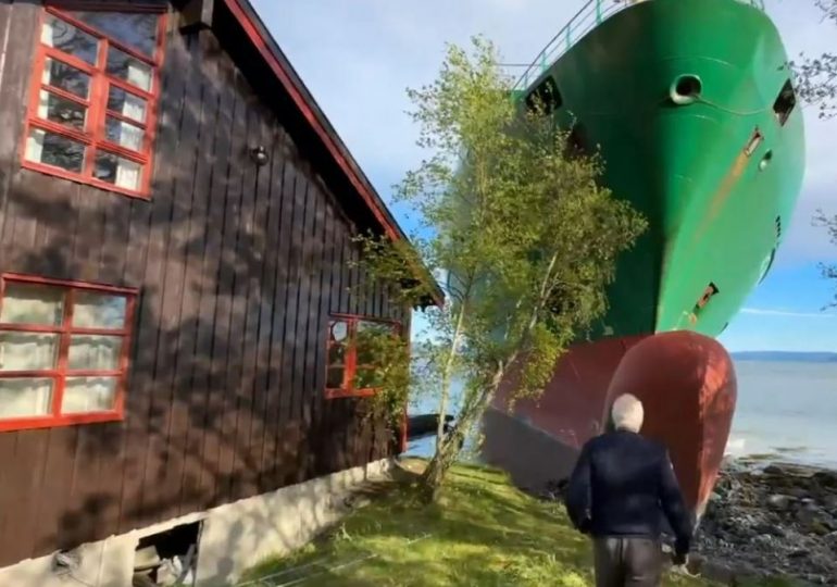 I woke to find a cargo ship in my garden – 440ft vessel crashed into my lawn but I didn’t realise until my doorbell rang