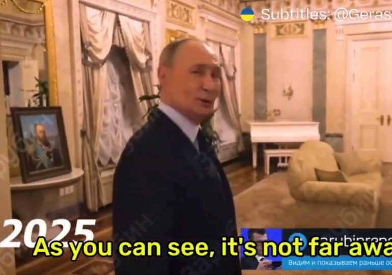 Bizarre moment Putin gives tour of luxurious Kremlin apartment… it comes with gilded walls, chandeliers & grand piano