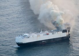 Watch giant flaming ghost ship continue to burn over a WEEK after blaze erupted on cargo vessel laden with electric cars