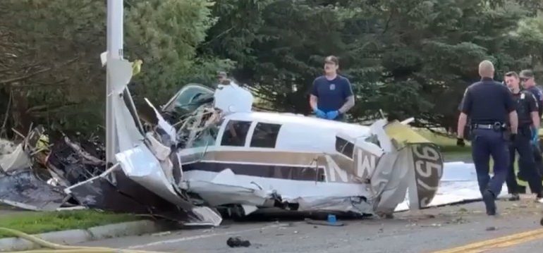 Light plane crashes near Boston leaving one person dead and second fighting for their life as feds launch probe