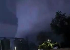 Moment huge wedge tornado with terrifying black funnel rips path of destruction in deadly electric storms killing three