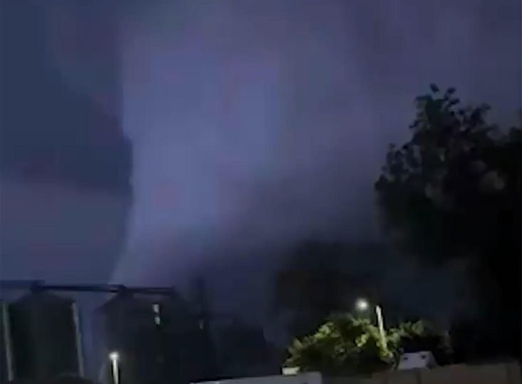 Moment huge wedge tornado with terrifying black funnel rips path of destruction in deadly electric storms killing three