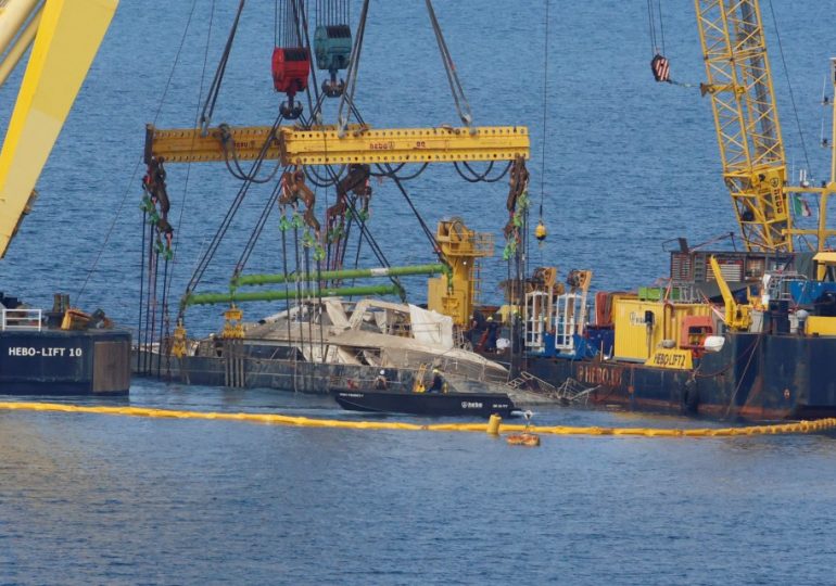 Moment tragic Bayesian yacht wreck is raised from depths after billionaire Mike Lynch, daughter & 5 others died on board