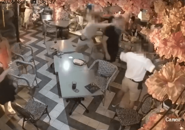 Horror moment reveller is smashed in head with BOTTLE during Magaluf brawl as two Brit tourists arrested over clash