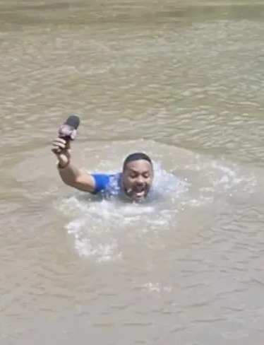 Horrifying moment journalist jumps into river and ‘steps on missing girl’s body’ – while reporting on her disappearance